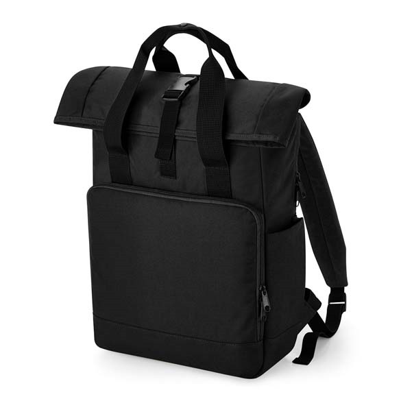 Recycled twin handle roll-top laptop backpack