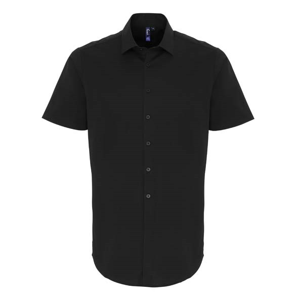 Stretch fit cotton poplin short sleeve shirt